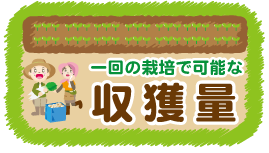 ゲームのようなWEB農場アプリ・貸し農園・市民農園のリモコン農園での無農薬・有機野菜づくりで、1回の栽培でどの野菜がどれだけの量を収獲できるかを見ることができます。